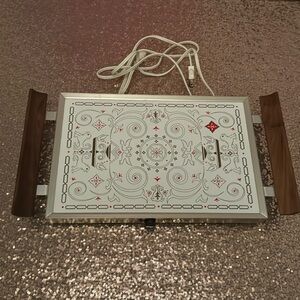 Vintage 60s 70s Cornwall Thermo Electric Buffet Warming Tray Unique Pattern